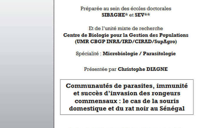 Communautés de parasites, immunité et succès d’invasion des rongeurs commensaux : le cas de la souris domestique et du rat noir au Sénégal