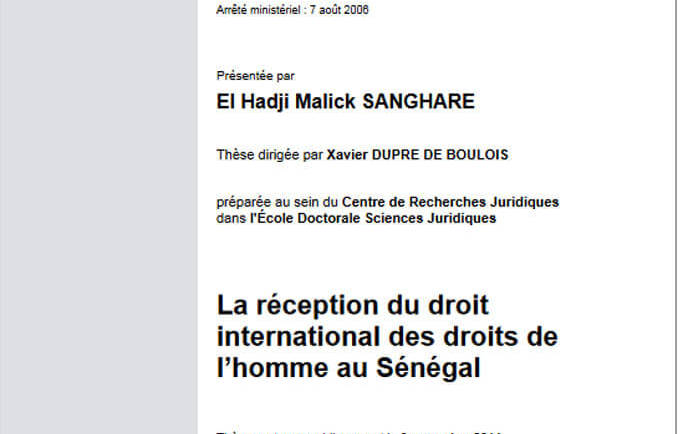 La réception du droit international des droits de l’homme au Sénégal