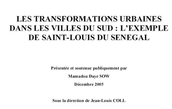 Les transformations urbaines dans les villes du sud : l&rsquo;exemple de Saint-Louis du Sénégal