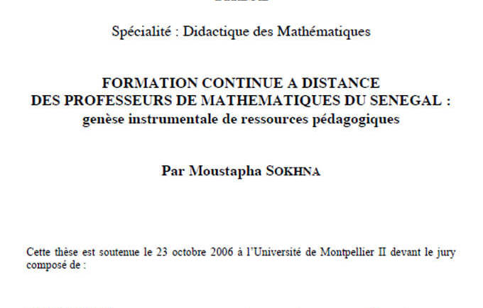 Formation continue à distance des professeurs de mathématiques du Sénégal : genèse instrumentale de ressources pédagogiques