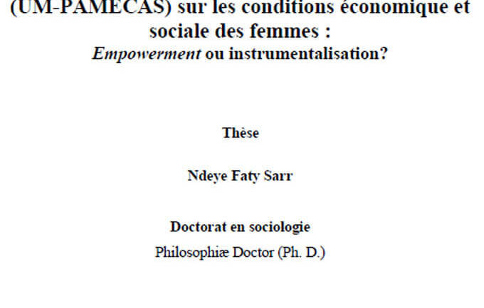 Impacts des microcrédits de l’Union des Mutuelles pour la Mobilisation de l’Épargne et le Crédit (UM-PAMECAS) sur les conditions économique et sociale des femmes : Empowerment ou instrumentalisation?