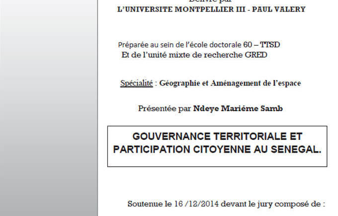 Gouvernance territoriale et participation citoyenne au Sénégal.