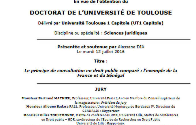 Le principe de consultation en droit public comparé : l’exemple de la France et du Sénégal