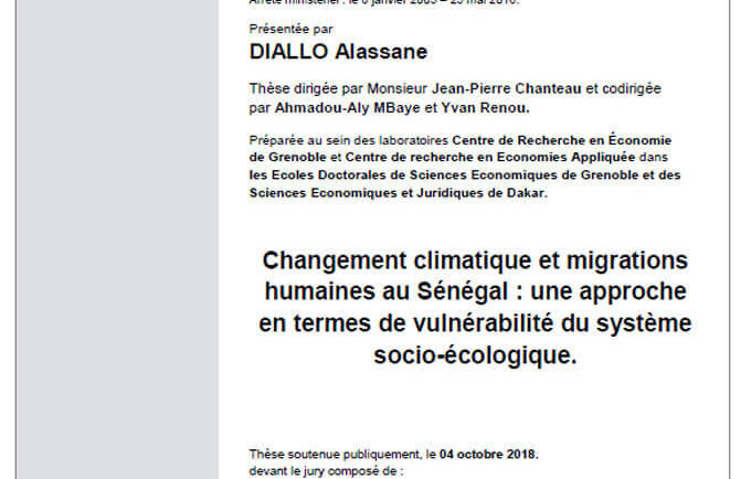 Changement climatique et migrations humaines au Sénégal : une approche en termes de vulnérabilité du système socio-écologique.