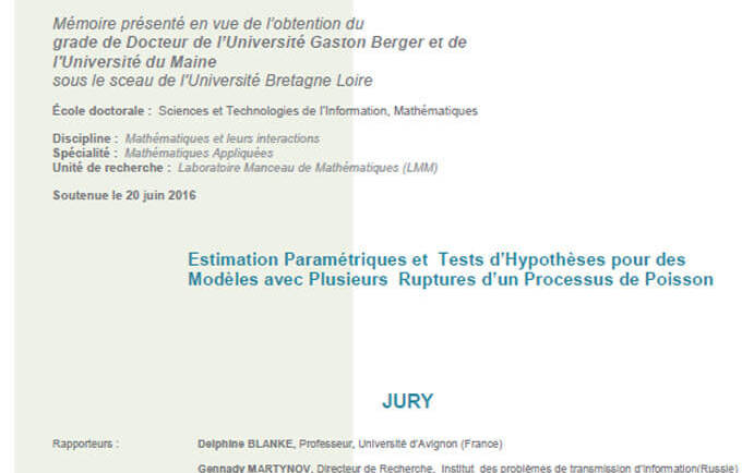 Estimation Paramétriques et Tests d’Hypothèses pour des Modèles avec Plusieurs Ruptures d’un Processus de Poisson