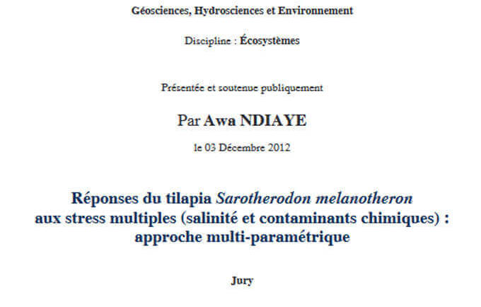 Réponses du tilapia Sarotherodon melanotheron aux stress multiples (salinité et contaminants chimiques) : approche multi-paramétrique