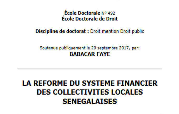 La réforme du système financier des collectivités locales sénégalaises