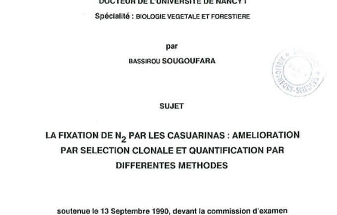 La fixation de N2 par les Casuarinas : amélioration par sélection clonale et quantification par différentes méthodes