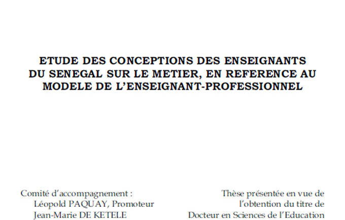 Étude des conceptions des enseignants du Sénégal sur le métier en référence au modèle de l&rsquo;enseignant-professionnel