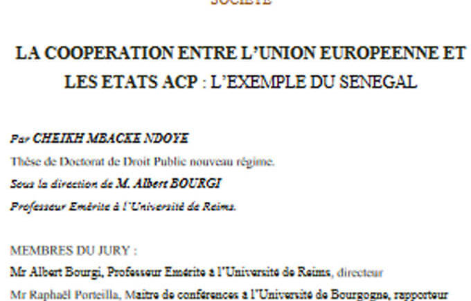 La coopération entre l’Union Européenne et les Etats ACP : l’exemple du Sénégal