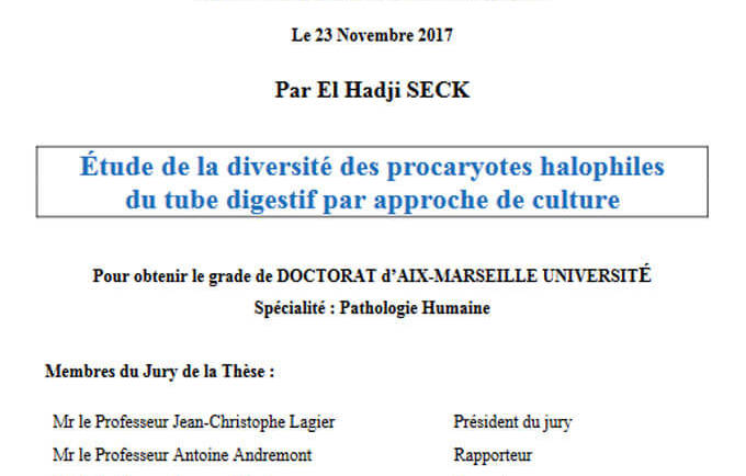 Étude de la diversité des procaryotes halophiles du tube digestif par approche de culture