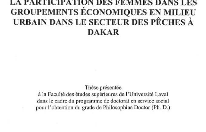 La participation des femmes dans les groupements économiques en milieu urbain dans le secteur des pêches à dakar