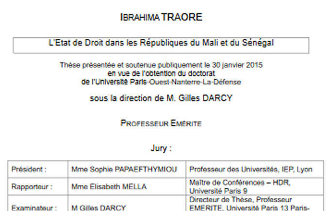 L&rsquo;Etat de Droit dans les Républiques du Mali et Sénégal