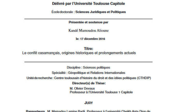Le conflit casamançais, origines historiques et prolongements actuels
