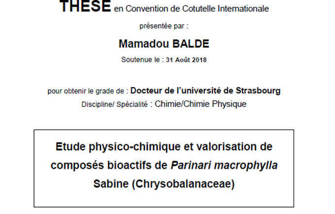 Etude physico-chimique et valorisation de composés bioactifs de Parinari macrophylla Sabine (Chrysobalanaceae)