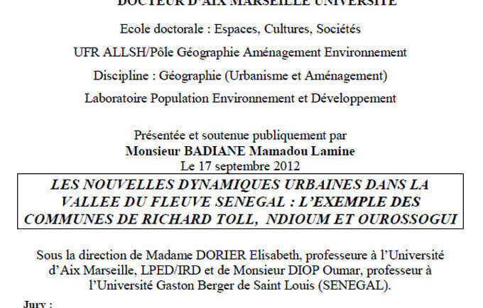 Les nouvelles dynamiques urbaines dans la vallée du fleuve Sénégal : l’exemple des communes de Richard Toll, Ndioum et Ourossogui