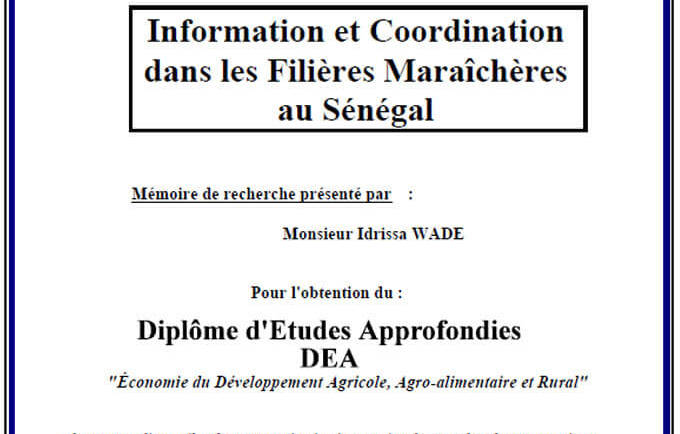 Information et Coordination dans les Filières Maraîchères au Sénégal