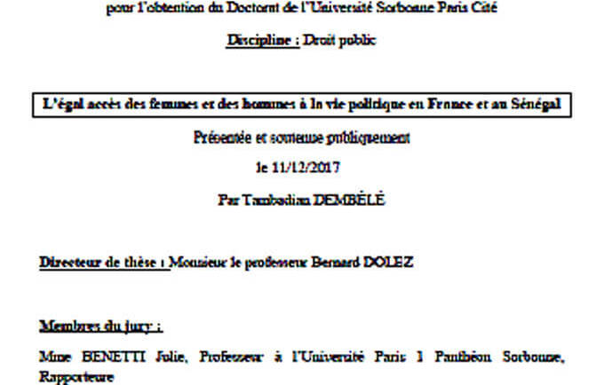 L’égal accès des femmes et des hommes à la vie politique en France et au Sénégal