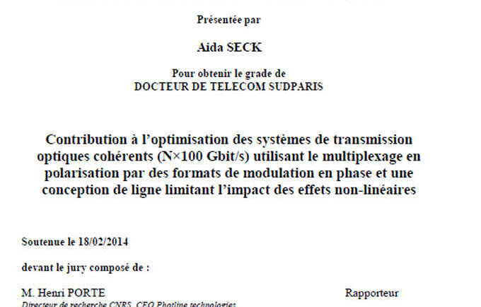 Contribution à l’optimisation des systèmes de transmission optiques cohérents (N×100 Gbit/s) utilisant le multiplexage en polarisation par des formats de modulation en phase et une conception de ligne limitant l’impact des effets non-linéaires