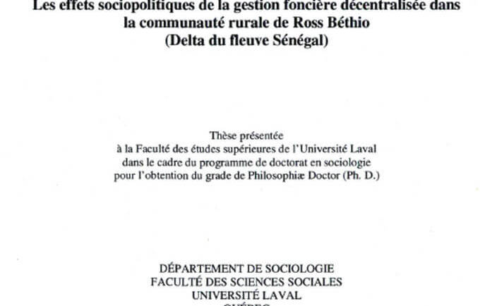 Décentralisation et gouvernance locale. Les effets sociopolitiques de la gestion foncière décentralisée dans la communauté rurale de Ross Béthio (Delta du fleuve Sénégal)