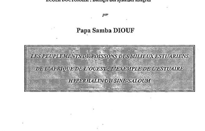 Les peuplements de poissons des milieux estuariens de l’Afrique de l’Ouest : L’exemple de l’estuaire hyperhalin du Sine-Saloum.