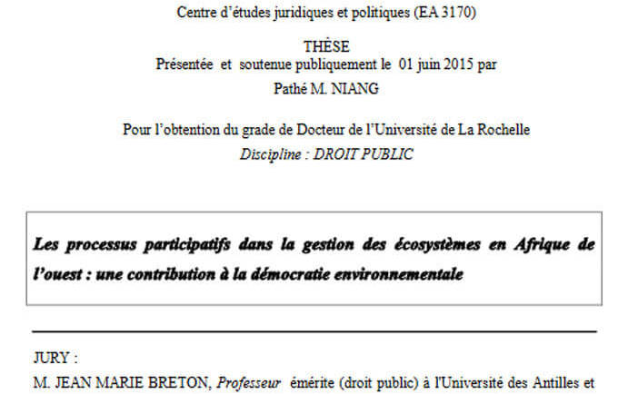 Les processus participatifs dans la gestion des écosystèmes en Afrique de l&rsquo;ouest : une contribution à la démocratie environnementale